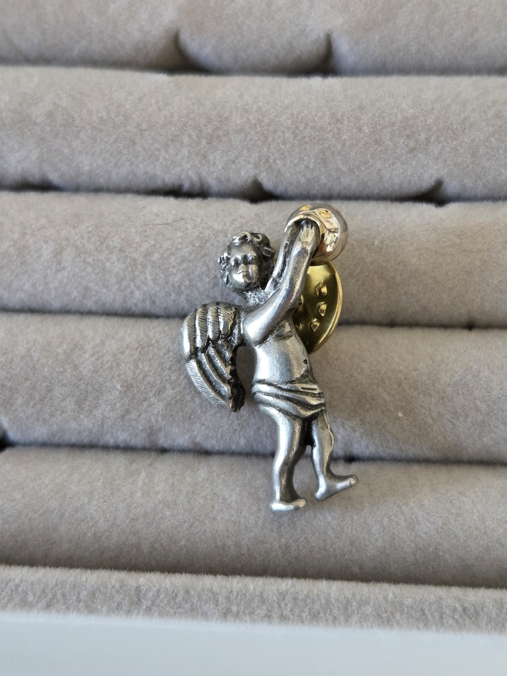 Vintage CAMCO Pewter Cherub Angel Lapel Pin Tie Tack Silver Tone